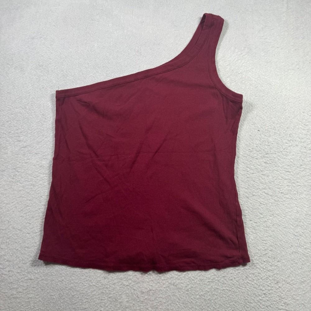 Maurices One Shoulder Tank Top Womens 2X Burgundy Excellent Ribbed Asymmetrical